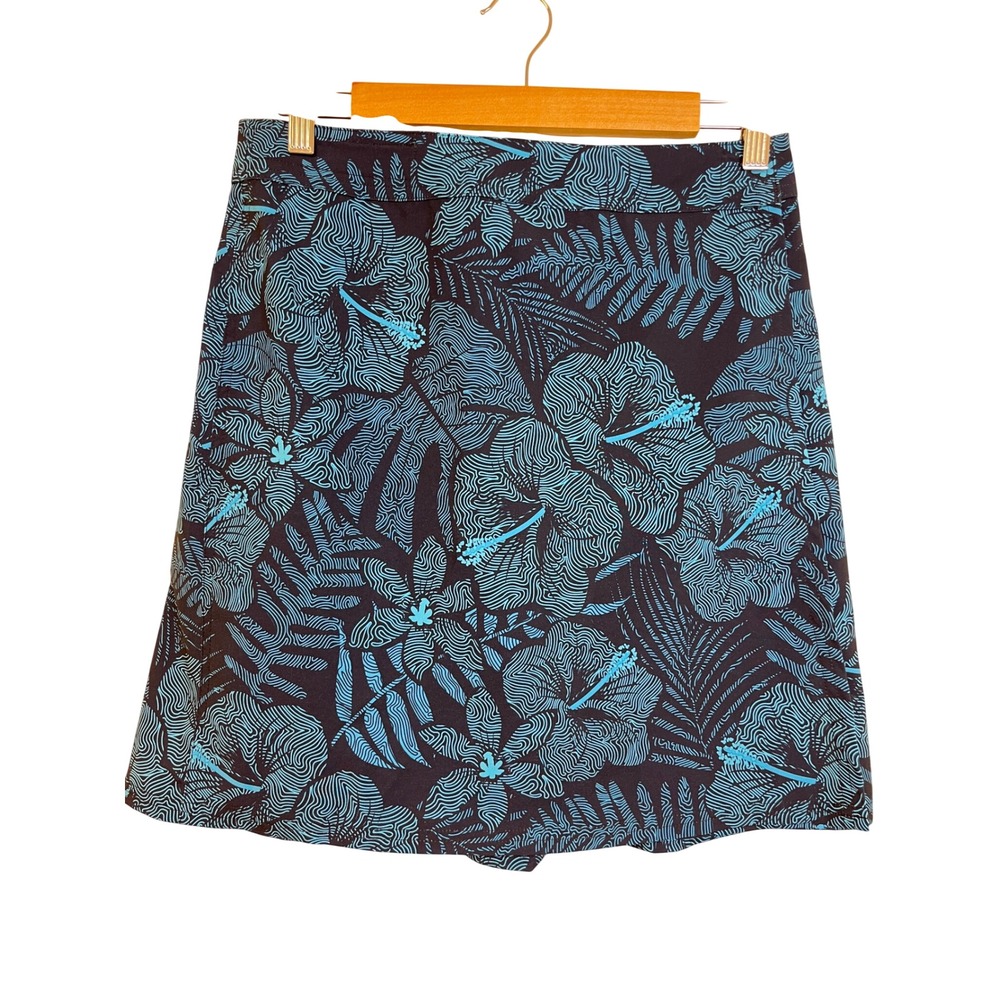 RIPSKIRT Hawaii Wrap Skirt Sz S Blue Floral Tropical Athletic Beach Travel Pool